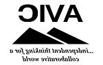 佛蒙特独立学院协会标志. AVIC的首字母缩略词有两个山脉的图形和标语阅读 