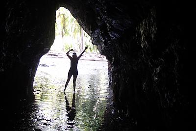 playa vantanas silhouette of student in the caves